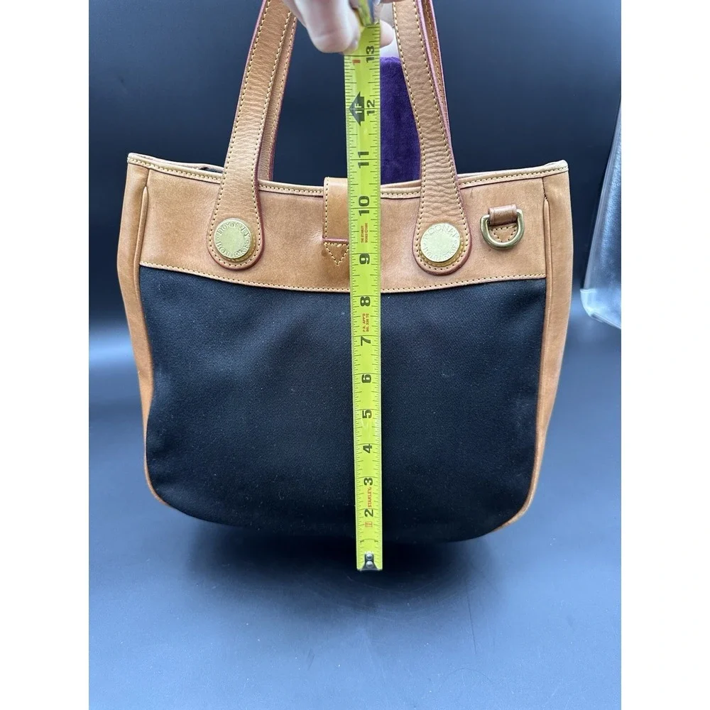 Dooney Bourke Black Canvas & Ran Leather Satchel,‎ Handbag, Top Handle Bag